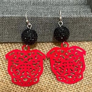 NEW Red Black Bulldog Game Day Earrings